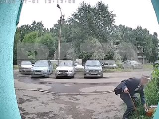 in ufa, an elderly brewer tried to steal a keg of beer that someone had planted in the bushes, but suddenly something went wrong